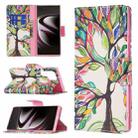 For Samsung Galaxy S22 Ultra 5G Colored Drawing Pattern Horizontal Flip Phone Leather Case with Holder & Card Slots & Wallet(Tree Life) - 1