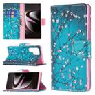 For Samsung Galaxy S22 Ultra 5G Colored Drawing Pattern Horizontal Flip Phone Leather Case with Holder & Card Slots & Wallet(Plum Blossom) - 1