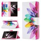 For Samsung Galaxy S22 Ultra 5G Colored Drawing Pattern Horizontal Flip Phone Leather Case with Holder & Card Slots & Wallet(Sun Flower) - 1