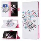 For Samsung Galaxy S22 Ultra 5G Colored Drawing Pattern Horizontal Flip Phone Leather Case with Holder & Card Slots & Wallet(Tree) - 1