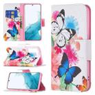 For Samsung Galaxy S22+ 5G Colored Drawing Pattern Horizontal Flip Phone Leather Case with Holder & Card Slots & Wallet(Butterflies) - 1