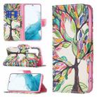 For Samsung Galaxy S22+ 5G Colored Drawing Pattern Horizontal Flip Phone Leather Case with Holder & Card Slots & Wallet(Tree Life) - 1