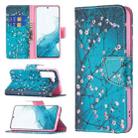 For Samsung Galaxy S22+ 5G Colored Drawing Pattern Horizontal Flip Phone Leather Case with Holder & Card Slots & Wallet(Plum Blossom) - 1