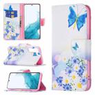 For Samsung Galaxy S22 5G Colored Drawing Pattern Horizontal Flip Phone Leather Case with Holder & Card Slots & Wallet(Butterfly Love) - 1