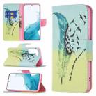 For Samsung Galaxy S22 5G Colored Drawing Pattern Horizontal Flip Phone Leather Case with Holder & Card Slots & Wallet(Feather) - 1