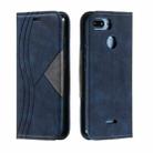 For Xiaomi Redmi 6 Splicing Color Magnetic Hem Horizontal Flip Leather Case with Holder & Card Slots(Blue) - 1