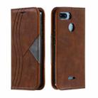 For Xiaomi Redmi 6 Splicing Color Magnetic Hem Horizontal Flip Leather Case with Holder & Card Slots(Brown) - 1