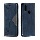 For Xiaomi Redmi 7 Splicing Color Magnetic Hem Horizontal Flip Leather Case with Holder & Card Slots(Blue) - 1