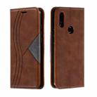 For Xiaomi Redmi 7 Splicing Color Magnetic Hem Horizontal Flip Leather Case with Holder & Card Slots(Brown) - 1