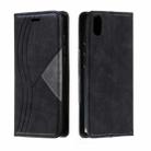 For Xiaomi Redmi 7A Splicing Color Magnetic Hem Horizontal Flip Leather Case with Holder & Card Slots(Black) - 1