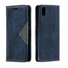 For Xiaomi Redmi 7A Splicing Color Magnetic Hem Horizontal Flip Leather Case with Holder & Card Slots(Blue) - 1