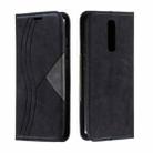 For Xiaomi Redmi 8 Splicing Color Magnetic Hem Horizontal Flip Leather Case with Holder & Card Slots(Black) - 1