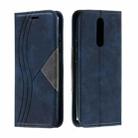 For Xiaomi Redmi 8 Splicing Color Magnetic Hem Horizontal Flip Leather Case with Holder & Card Slots(Blue) - 1