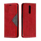 For Xiaomi Redmi 8 Splicing Color Magnetic Hem Horizontal Flip Leather Case with Holder & Card Slots(Red) - 1