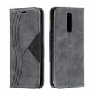 For Xiaomi Redmi 8 Splicing Color Magnetic Hem Horizontal Flip Leather Case with Holder & Card Slots(Grey) - 1