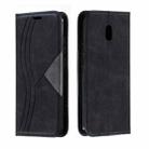 For Xiaomi Redmi 8A Splicing Color Magnetic Hem Horizontal Flip Leather Case with Holder & Card Slots(Black) - 1