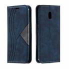 For Xiaomi Redmi 8A Splicing Color Magnetic Hem Horizontal Flip Leather Case with Holder & Card Slots(Blue) - 1