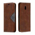 For Xiaomi Redmi 8A Splicing Color Magnetic Hem Horizontal Flip Leather Case with Holder & Card Slots(Brown) - 1