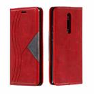 For Xiaomi Redmi K20/K20 Pro/Mi 9T Splicing Color Magnetic Hem Horizontal Flip Leather Case with Holder & Card Slots(Red) - 1