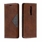 For Xiaomi Redmi K20/K20 Pro/Mi 9T Splicing Color Magnetic Hem Horizontal Flip Leather Case with Holder & Card Slots(Brown) - 1