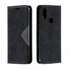 For Xiaomi Redmi Note 7 Splicing Color Magnetic Hem Horizontal Flip Leather Case with Holder & Card Slots(Black) - 1