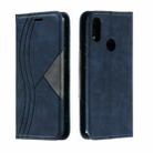 For Xiaomi Redmi Note 7 Splicing Color Magnetic Hem Horizontal Flip Leather Case with Holder & Card Slots(Blue) - 1