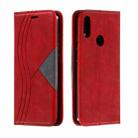 For Xiaomi Redmi Note 7 Splicing Color Magnetic Hem Horizontal Flip Leather Case with Holder & Card Slots(Red) - 1