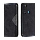 For Xiaomi Redmi Note 8 Splicing Color Magnetic Hem Horizontal Flip Leather Case with Holder & Card Slots(Black) - 1