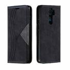 For Xiaomi Redmi Note 8 Pro Splicing Color Magnetic Hem Horizontal Flip Leather Case with Holder & Card Slots(Black) - 1