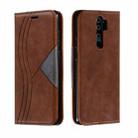 For Xiaomi Redmi Note 8 Pro Splicing Color Magnetic Hem Horizontal Flip Leather Case with Holder & Card Slots(Brown) - 1