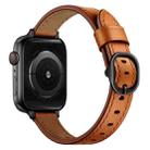 14mm Leather Watch Band For Apple Watch Series 9&8&7 41mm / SE 3&SE 2&6&SE&5&4 40mm / 3&2&1 38mm(Semi Oil Brown Black Buckle) - 1