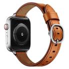14mm Leather Watch Band For Apple Watch Series 9&8&7 41mm / SE 3&SE 2&6&SE&5&4 40mm / 3&2&1 38mm(Semi Oil Brown Silver Buckle) - 1