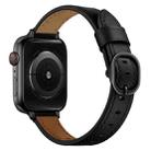 14mm Leather Watch Band For Apple Watch Series 9&8&7 41mm / SE 3&SE 2&6&SE&5&4 40mm / 3&2&1 38mm(Black Black Buckle) - 1
