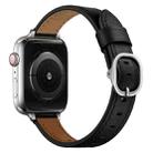 14mm Leather Watch Band For Apple Watch Ultra 49mm&Watch Ultra 2 49mm / Series 9&8&7 45mm / SE 3&SE 2&6&SE&5&4 44mm / 3&2&1 42mm(Black Silver Buckle) - 1