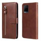 For vivo Y21 / Y21S / Y33S Fashion Calf Texture Zipper Horizontal Flip Leather Phone Case(Brown) - 1