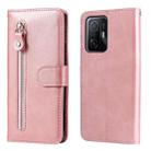 For Xiaomi 11T / 11T Pro Fashion Calf Texture Zipper Horizontal Flip Leather Phone Case(Rose Gold) - 1