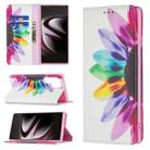 For Samsung Galaxy S22 Ultra 5G Colored Drawing Pattern Invisible Magnetic Horizontal Flip Phone Leather Case with Holder & Card Slots & Wallet(Sun Flower) - 1