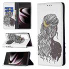 For Samsung Galaxy S22 Ultra 5G Colored Drawing Pattern Invisible Magnetic Horizontal Flip Phone Leather Case with Holder & Card Slots & Wallet(Girl) - 1