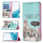 For Samsung Galaxy S22+ 5G Colored Drawing Pattern Invisible Magnetic Horizontal Flip Phone Leather Case with Holder & Card Slots & Wallet(Cat) - 1