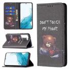 For Samsung Galaxy S22 5G Colored Drawing Pattern Invisible Magnetic Horizontal Flip Phone Leather Case with Holder & Card Slots & Wallet(Bear) - 1