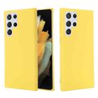 For Samsung Galaxy S22 Ultra 5G Pure Color Liquid Silicone Shockproof Full Coverage Phone Case(Yellow) - 1