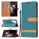 For Samsung Galaxy S22 Ultra 5G Color Matching Denim Texture Leather Case with Holder & Card Slots & Wallet & Lanyard(Green) - 1