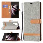 For Samsung Galaxy S22 Ultra 5G Color Matching Denim Texture Leather Case with Holder & Card Slots & Wallet & Lanyard(Grey) - 1