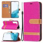 For Samsung Galaxy S22+ 5G Color Matching Denim Texture Leather Case with Holder & Card Slots & Wallet & Lanyard(Rose Red) - 1