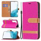 For Samsung Galaxy S22 5G Color Matching Denim Texture Leather Case with Holder & Card Slots & Wallet & Lanyard(Rose Red) - 1