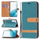 For Samsung Galaxy S22 5G Color Matching Denim Texture Leather Case with Holder & Card Slots & Wallet & Lanyard(Green) - 1