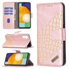 For Samsung Galaxy A13 5G Matching Color Crocodile Texture Leather Phone Case with Holder & Card Slots & Wallet(Rose Gold) - 1