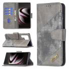 For Samsung Galaxy S22 Ultra 5G Matching Color Crocodile Texture Leather Phone Case with Holder & Card Slots & Wallet(Grey) - 1