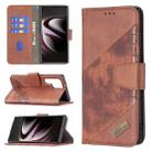 For Samsung Galaxy S22 Ultra 5G Matching Color Crocodile Texture Leather Phone Case with Holder & Card Slots & Wallet(Brown) - 1