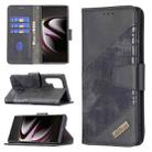 For Samsung Galaxy S22 Ultra 5G Matching Color Crocodile Texture Leather Phone Case with Holder & Card Slots & Wallet(Black) - 1
